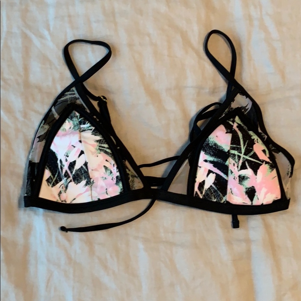 Target black floral bikini top